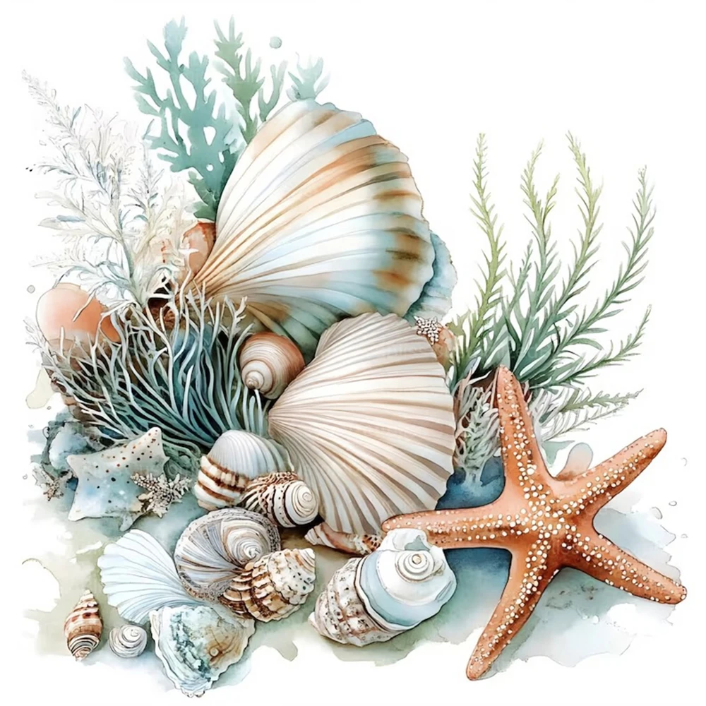 

Настенные наклейки акварельные морские ракушки