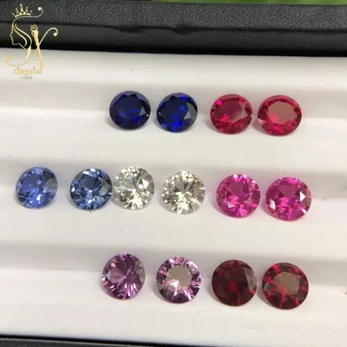 5A красный синий корунд белый цвет круглая огранка свободный драгоценный камень