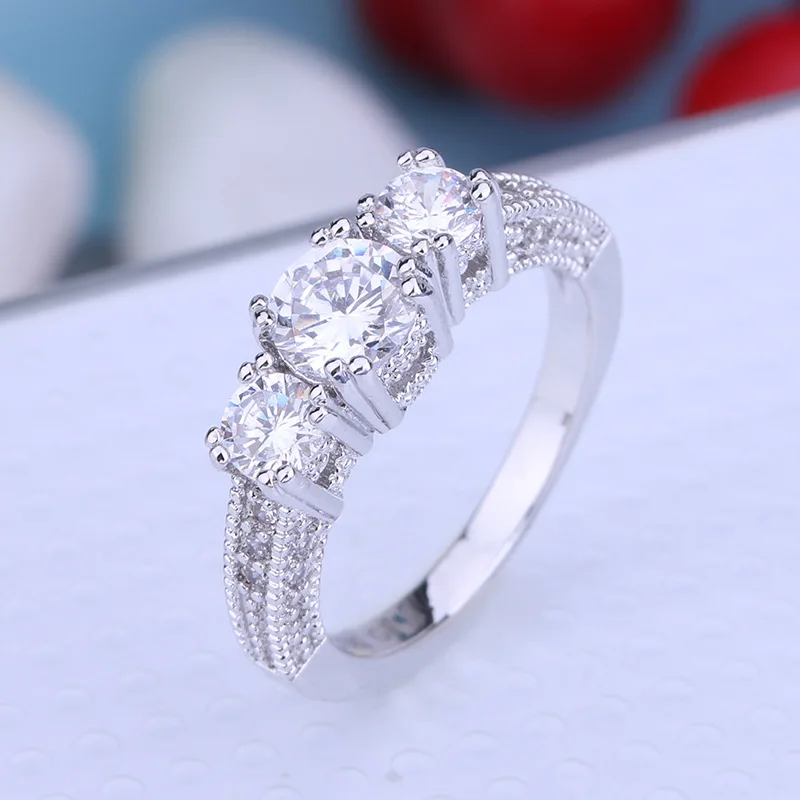 

Women Silver Rings for Women Natural White Sapphire Ring Bride Engagement Wedding Band Ring Christmas Gift Accessories Jewelry