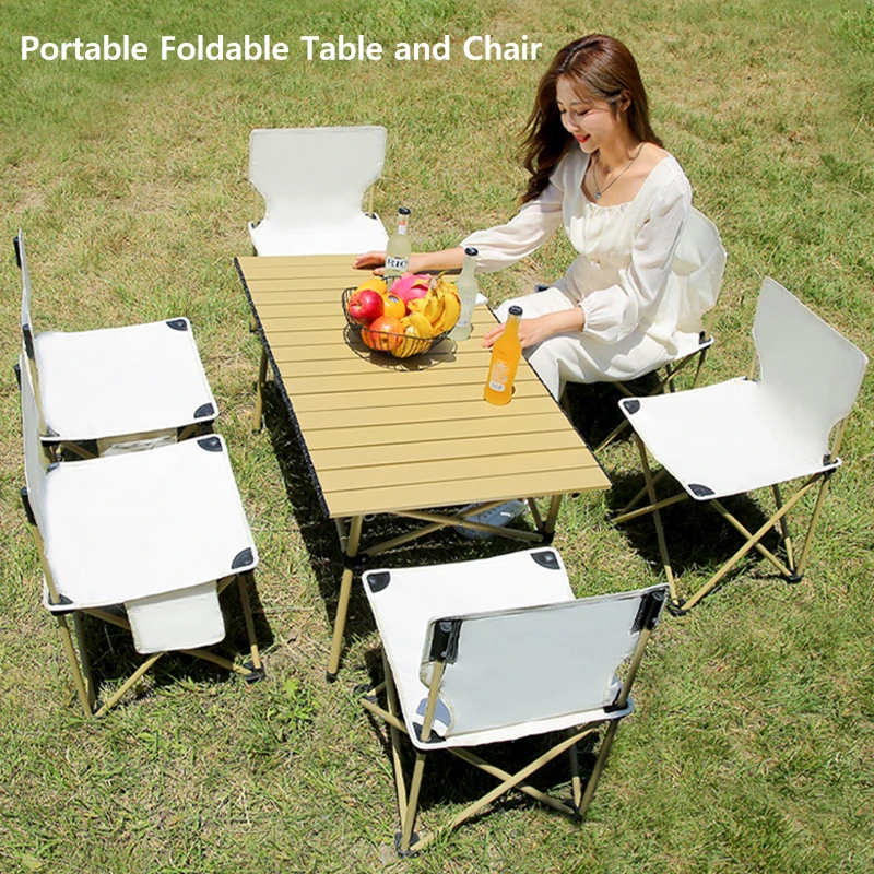

Barbecue Folding Camping Table Outdoor Portable Folding Table Chairs Square Table Egg Roll Table Picnic Table and Chairs
