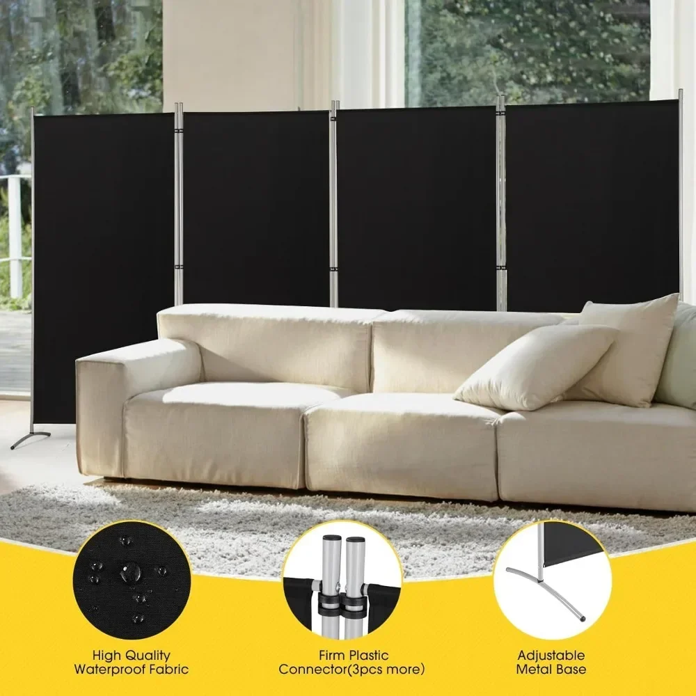 136 ''w X 20'ɽ 71'' H разделитель экрана для комнаты складной частный черный