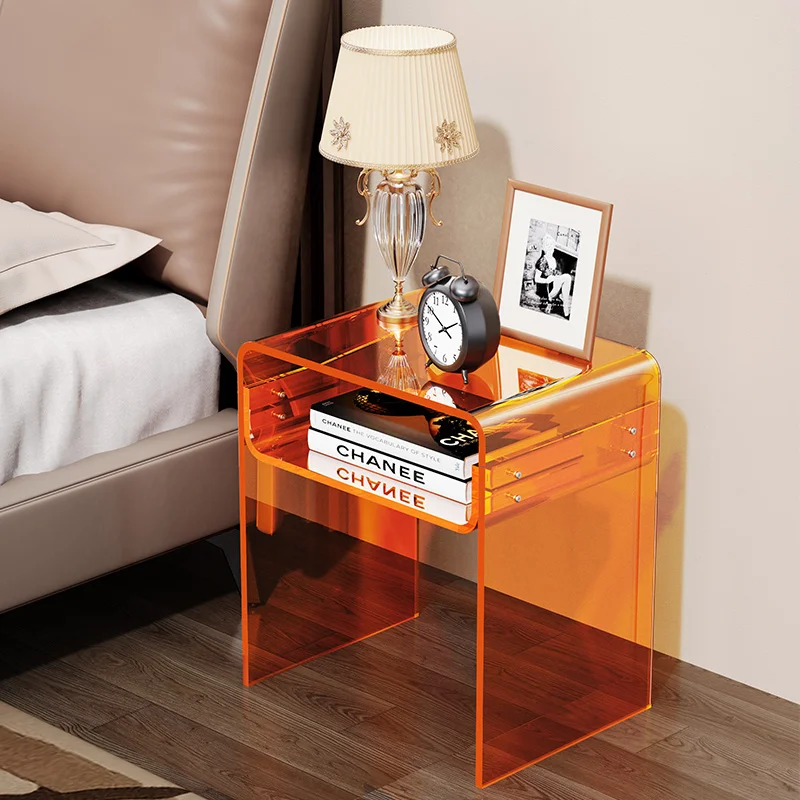 

50cm Nightstands Transparent Acrylic Coffee Table Creative Small Tea Tables Storage Cabinet Bedroom Bedside Table Furniture