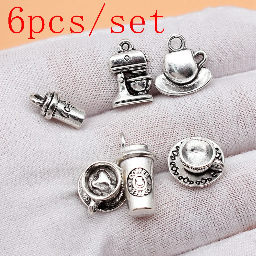 

Coffee Charms For Jewelry Making Bracelet Pendant Cute Items 6pcs/set