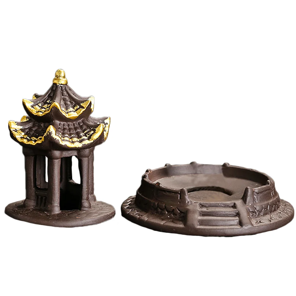 

Hexagonal Pavilion Burner Adornment Holder Artistic Censer Clay Backflow Stick Chic Decor Home Supplies Shape