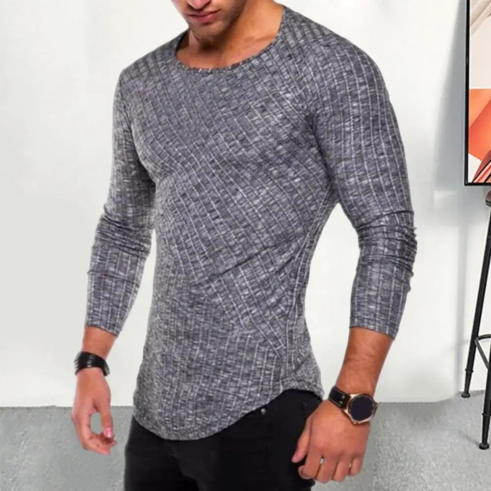 

Men Top Classic 3D Cutting Arc Hem Simple Casual Pure Color T-shirt for Outdoor Pullover Top Basic Top