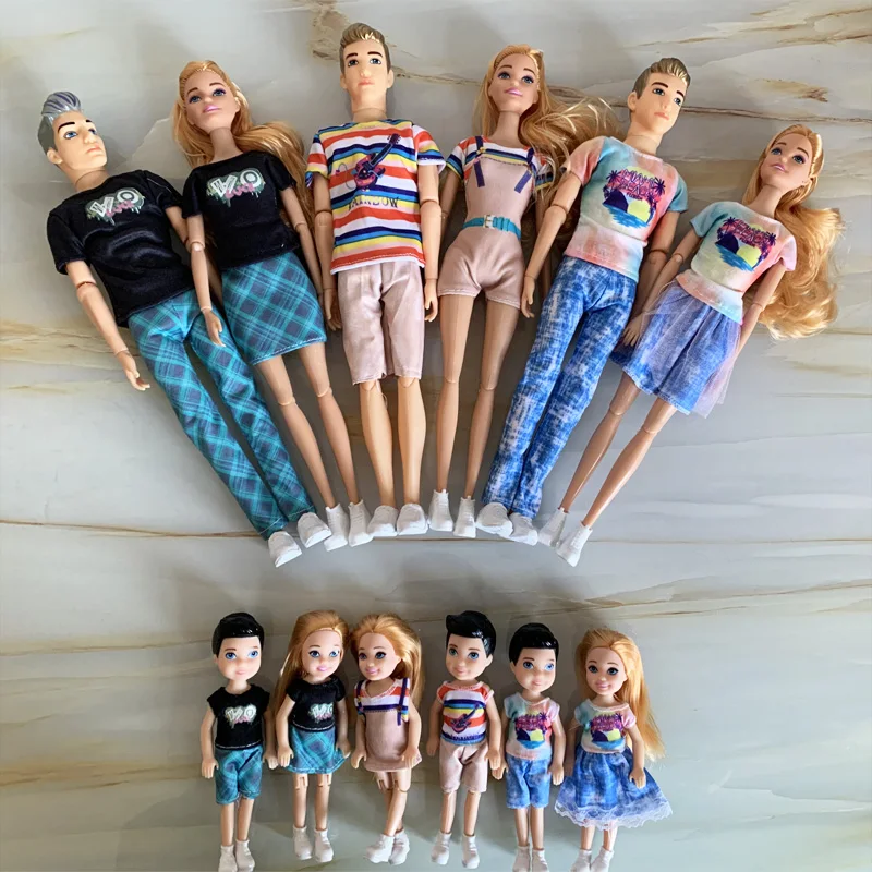 

Семейная кукла, 30 см, с подвижным телом, мама, папа, Кен и дети, 4 куклы в комплекте, 1/4 детали, игрушка для ребенка, детское образование, подарок на день рождения