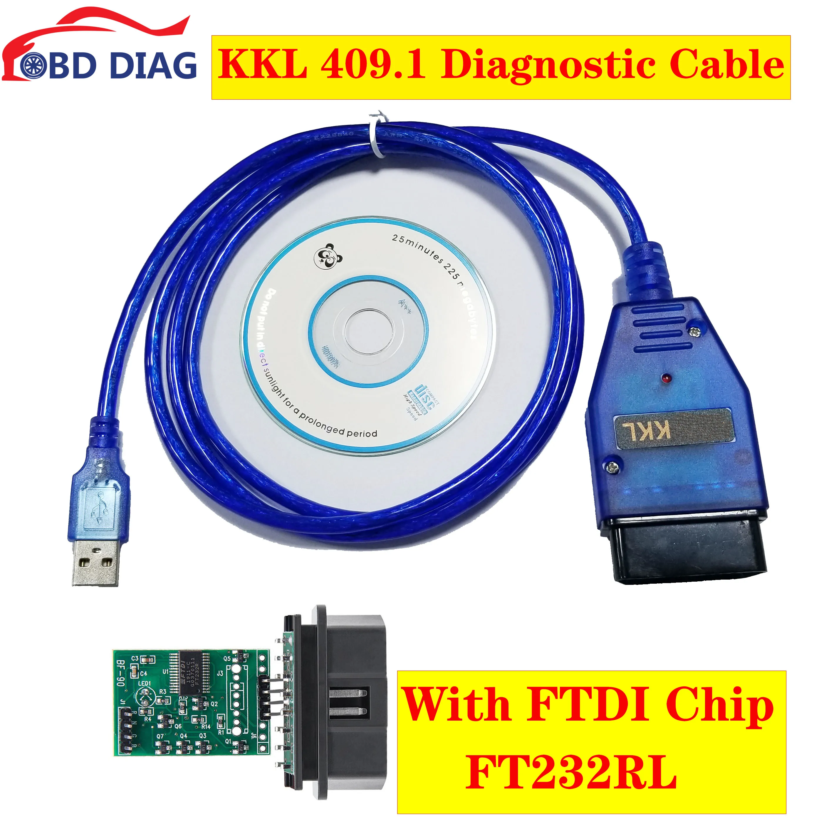 

For VAG KKL Scan Tool for VAG-KKL 409.1 Cable with FTDI FT232RL Chip for vag 409 kkl OBD2 USB Interface Diagnostic Cable