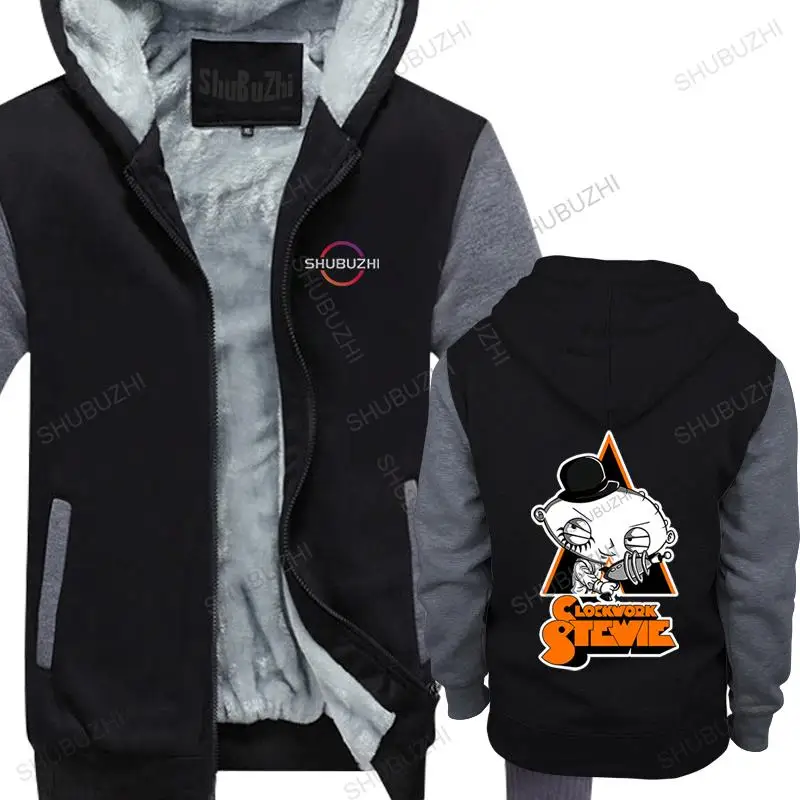 

Men streetwear black hooded zipper winter coat Stewie sweatshirt Funny Clockwork Orange man outwear fall sweatshirts oversized
