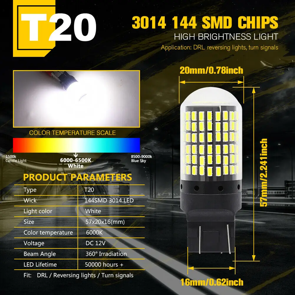 2 шт. супер яркая лампа Canbus T20 W21W 7440 SMD