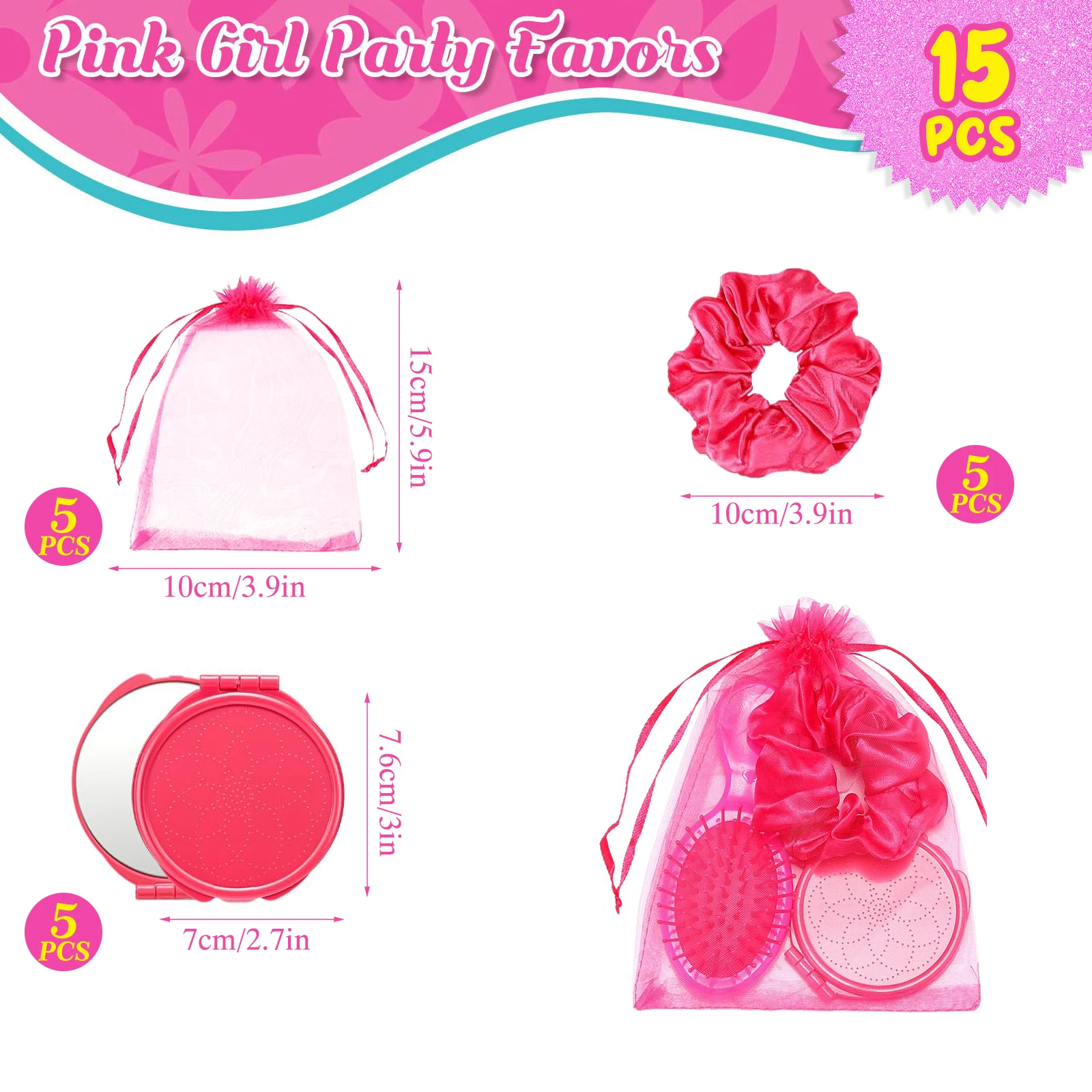 15 шт./набор женские розовые зеркальные сумки из органзы