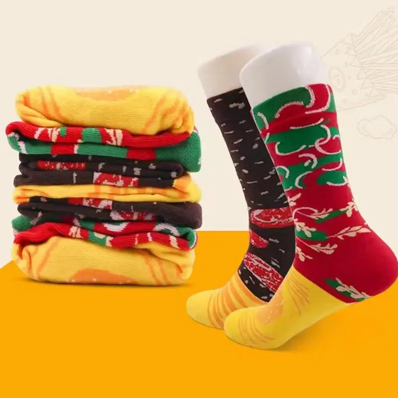 Забавная коробка для носков с едой 3 пары забавная рождественская гамбургеров