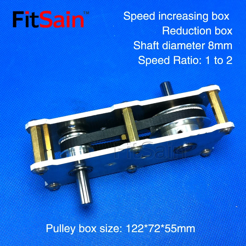 

Fitsain-1:2 synchronous pulley belt pulley double axle reducer gearbox accelerator high torque reducer
