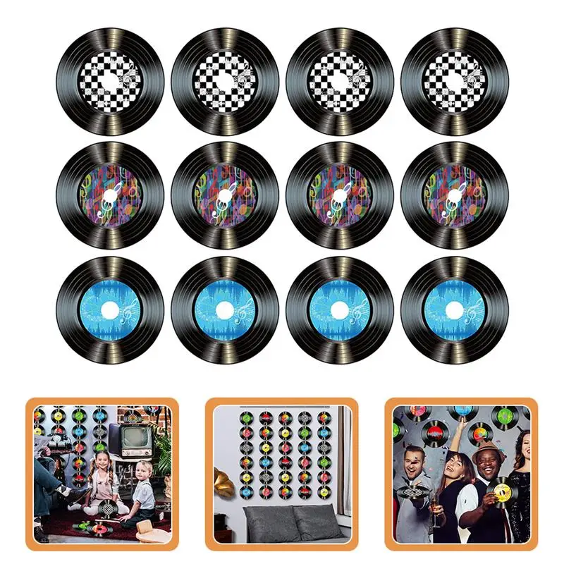 

12PCS Vinyl Decor Record Records Wall Disc Home Bar Decoration Party Aestheticdecorspaper Decorations Figurine Ornament Fake