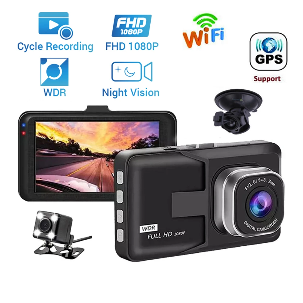 

Car DVR WiFi 4.0 Full HD 1080P Dash Cam Rear View Car Camera Video Recorder Auto DVR Black Box Dashcam GPS Track Car Accessories