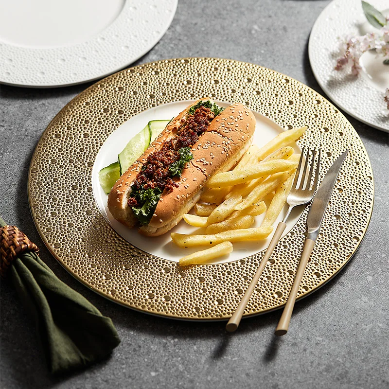 

JINYOUJIA Moon Face Ceramic Flat Disk Phnom Penh Glaze Dinner Plates Steak Serving Plate Dishes Fine Dining Placing Tableware