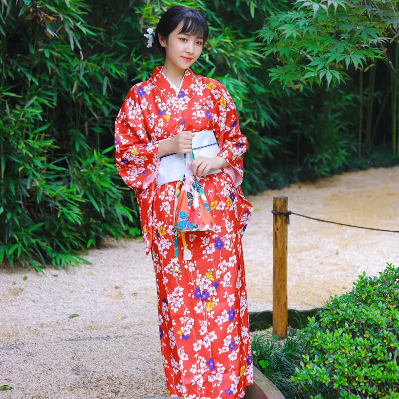 Юката Женская Японская Традиционная Пижама 2022 Весна Новая Розовая Печать Сакуры Длинный Кимоно для Косплея Гейши на Вечеринке и для Фотосессии.
