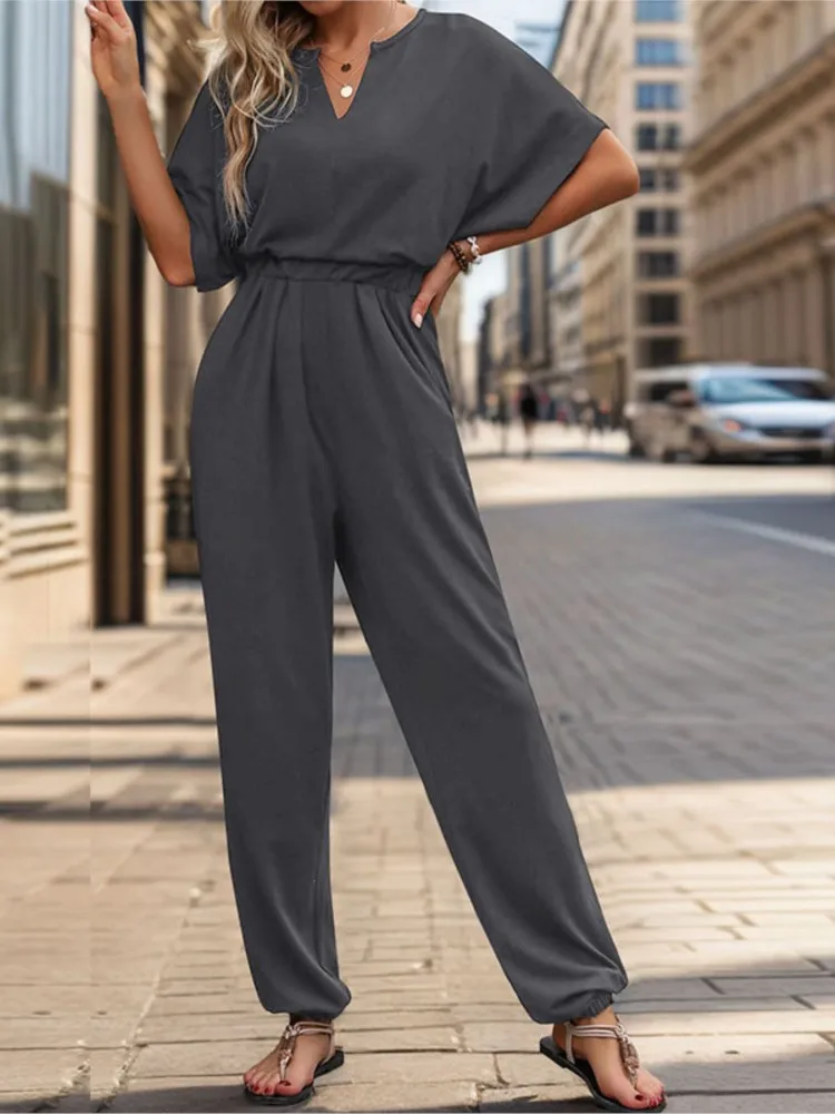 Новинка 2025 года однотонный женский комбинезон с короткими рукавами весна-лето