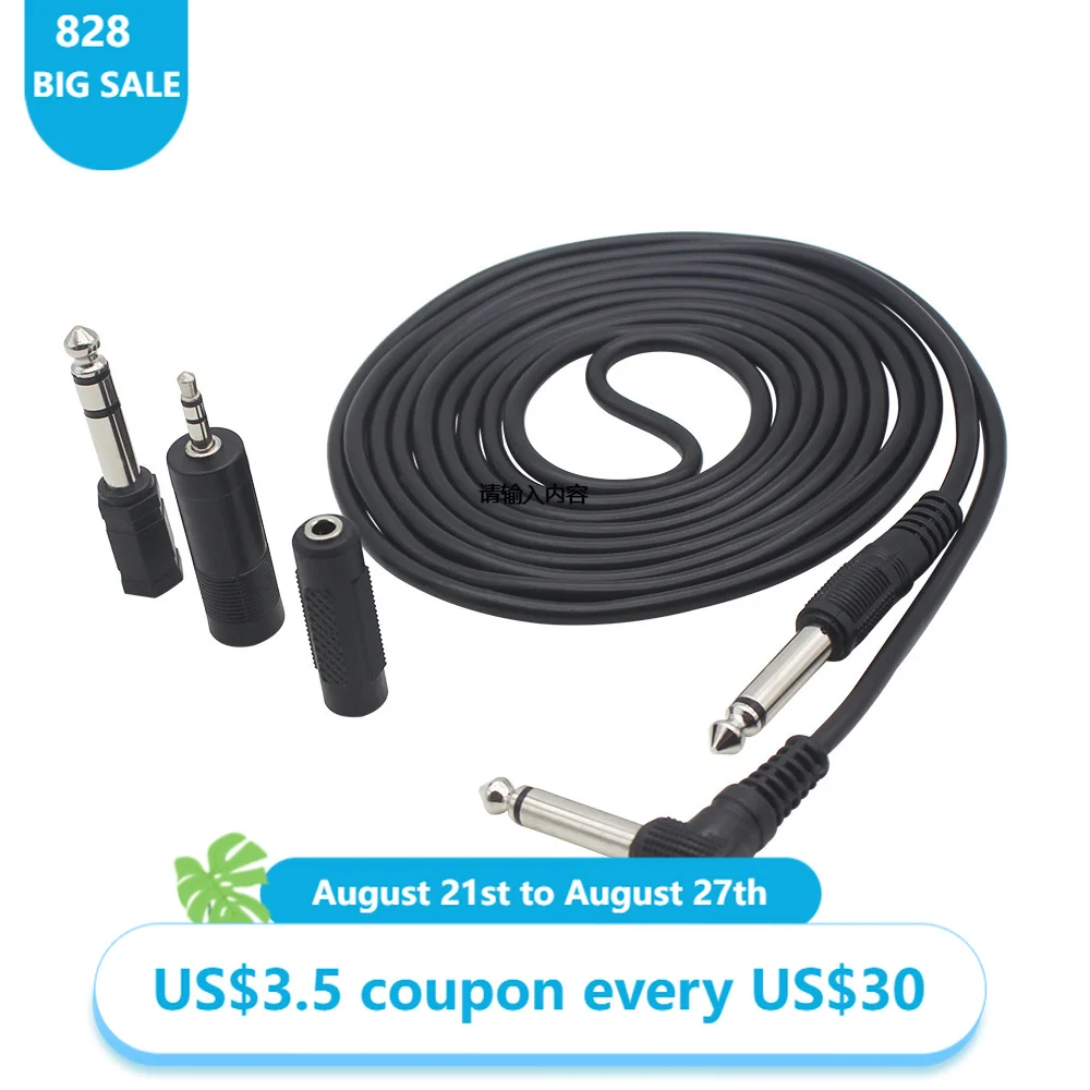 

Guitar Cable 3m Connecting Cable for Electric Guitar Bass Keyboard Instrument Noise Reduction Audio Cable 6.35 3.5mm Plugs
