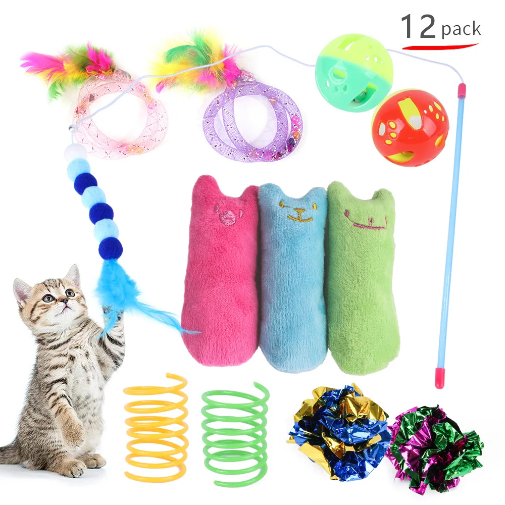 12 шт., игрушки для кошек, интерактивные игрушки для кошек, Плюшевые аксессуары для кошек, товары для домашних животных