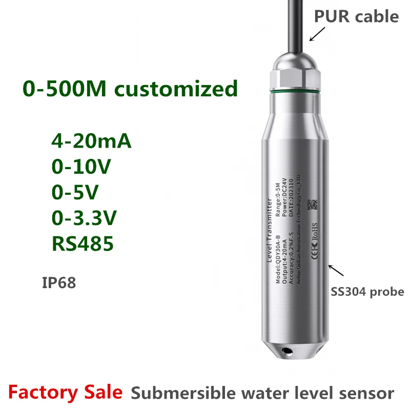 

1 м, 2 м, 3 м, 5 м, погружной датчик уровня воды, 4-20 мА, бассейн для скважин резервуара, 0-10 В, датчик уровня RS485, передатчик