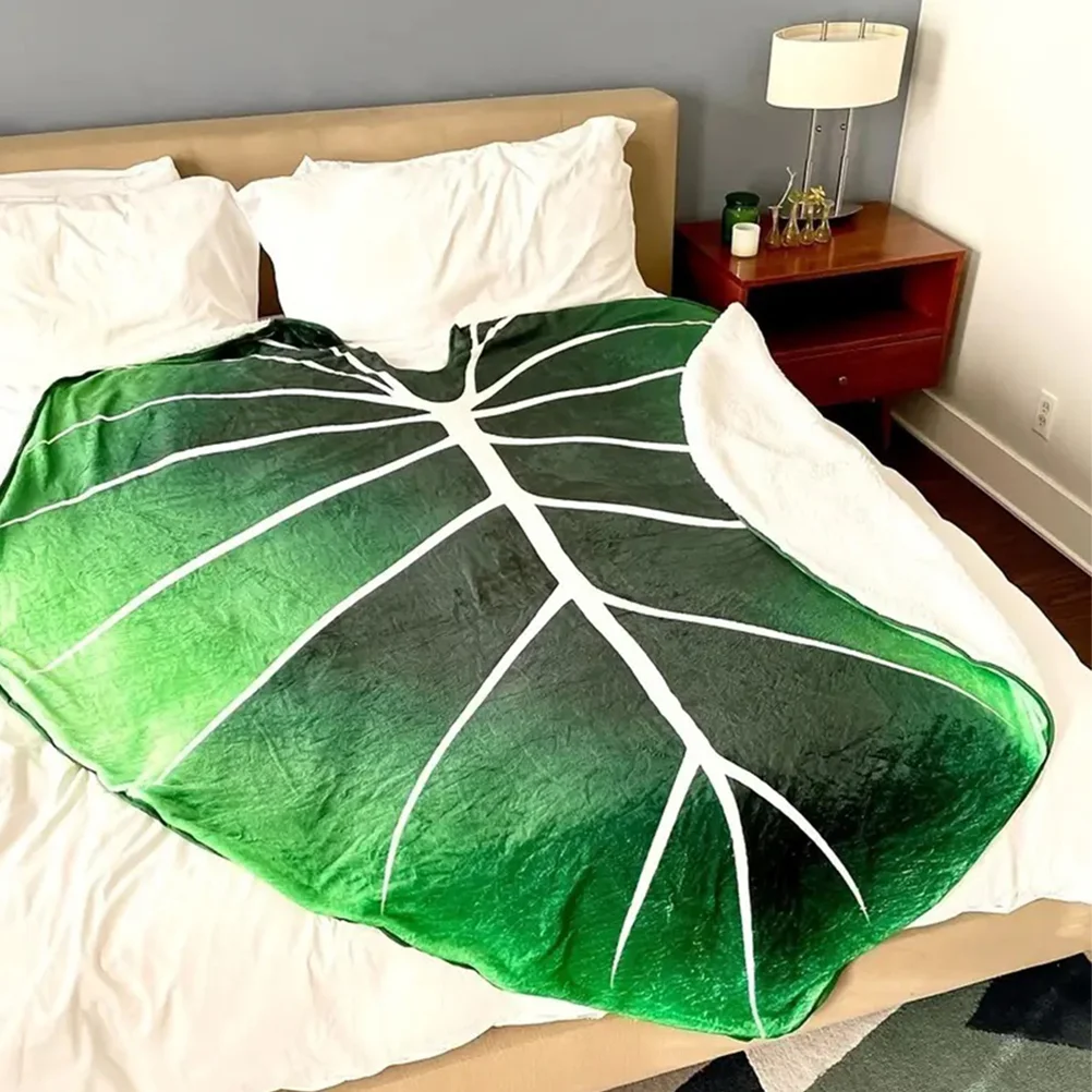 

Office Nap Blanket Household Plush Giant Leaf Soft Throw Burnt Orange Blankets Fluffy