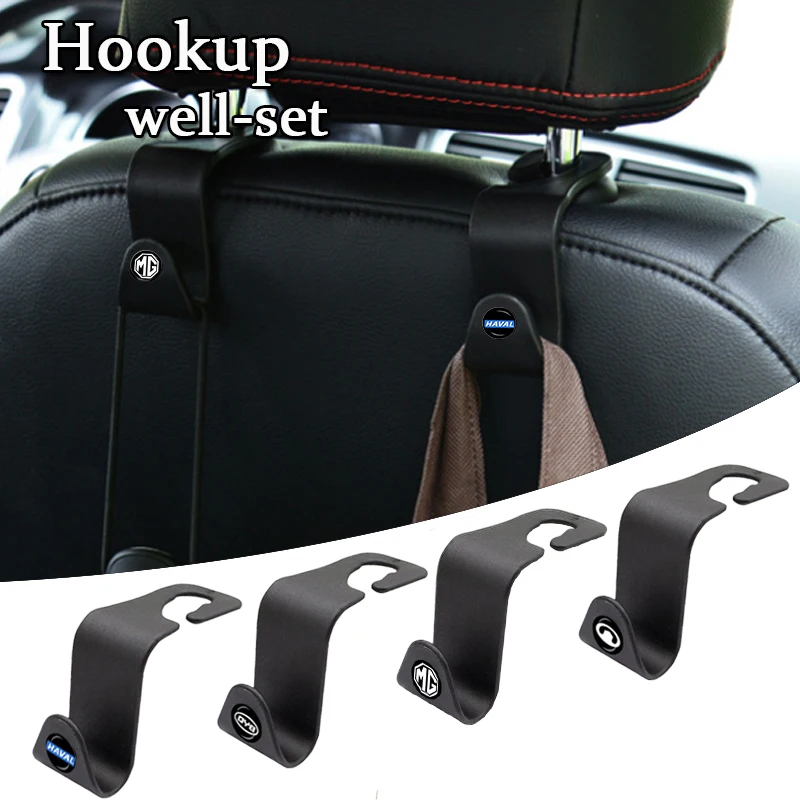

2/4pcs Car Logo Portable Seat Back Hook Car Interior Goods For Mustang Accessories Wolf ST Racing GT Shelby kuga Car Styling