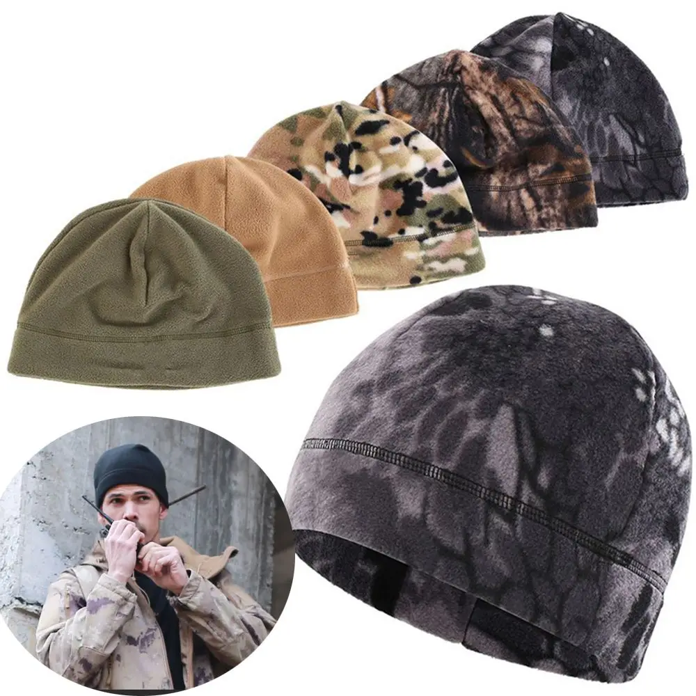 

Warm Solid Color Cuffed Beanies Windproof Bonnet Skullcap Hiking Caps Fleece Hats Military Tactical Cap Ski Baggy Hat