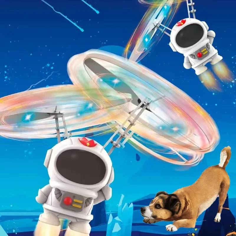 

Interactive Dog Toys Levitating Luminous Astronaut Induction Vehicle Rotatable Ball Wire Man Electric Toys for Dogs Puppy Gift