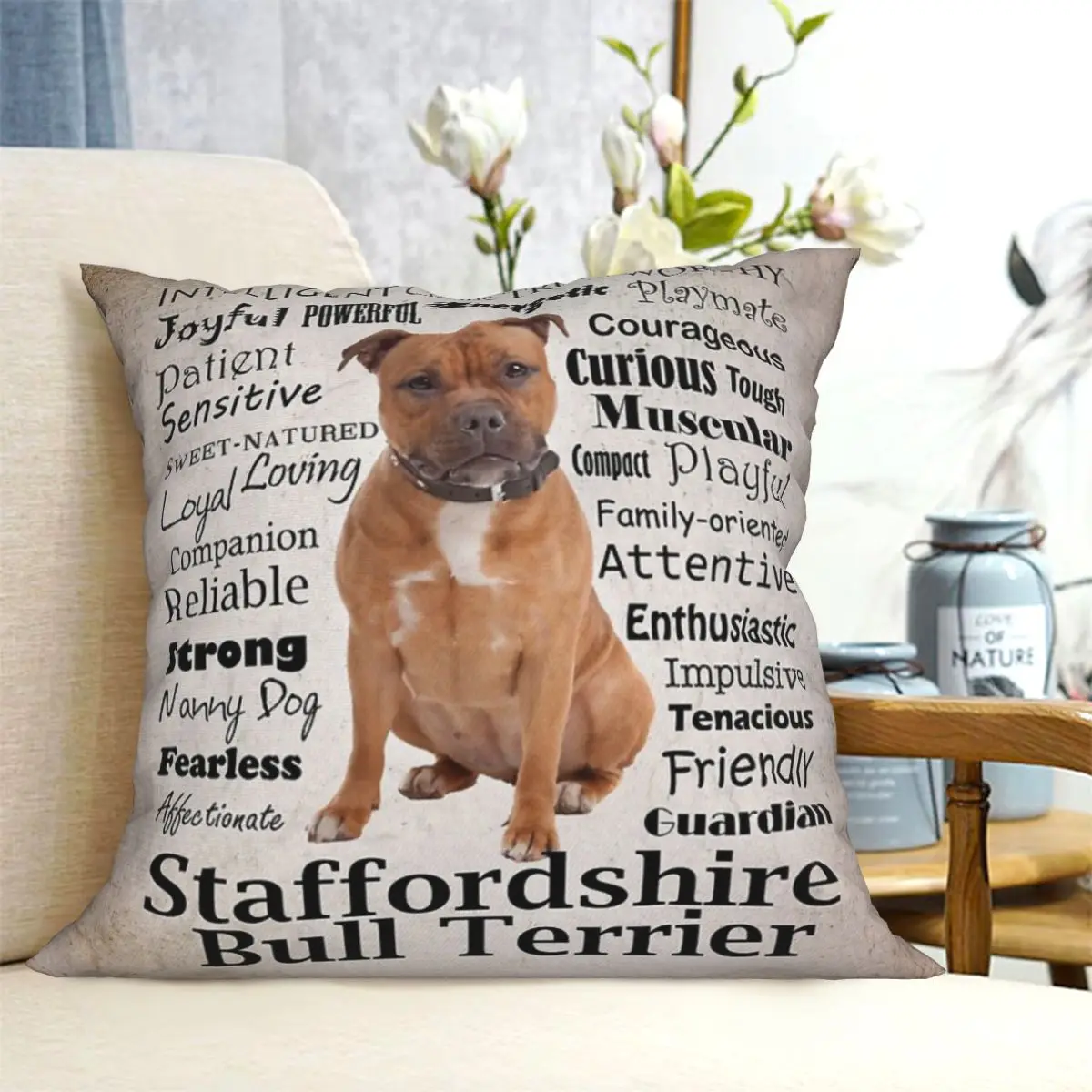 

Staffordshire Bull Terrier Traits Pillowcase Car Sofa Decorative Pillow Bed Pillowcase Cushion Cover Cushion Home