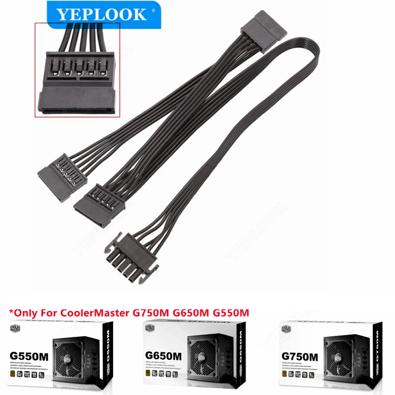

Cooler Master G750M G650M G550M 5Pin to 3x SATA HDD SSD Power Supply Cable 18AWG 50+15+15cm For GM Series Semi-Modular PSU