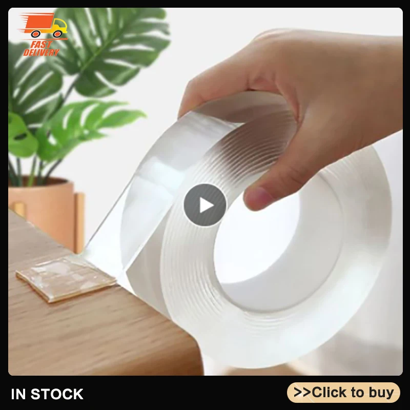 

Monster Tape Waterproof Wall Stickers Reusable Heat Resistant Bathroom Home Decoration Tapes Transparent Double Sided Nano Tape