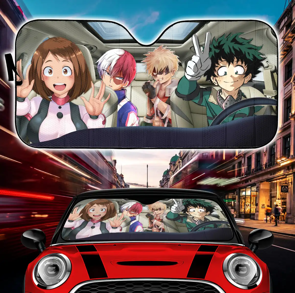 

My Hero Academia Izuku Uraraka Bakugou Todoroki Car Auto Sunshades