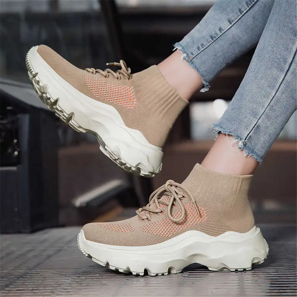 Knitted Number 38 Women High Sneakers Husband Boots Female Fashionable Sports Shoes Releases Particular Of Famous Brands images - 4