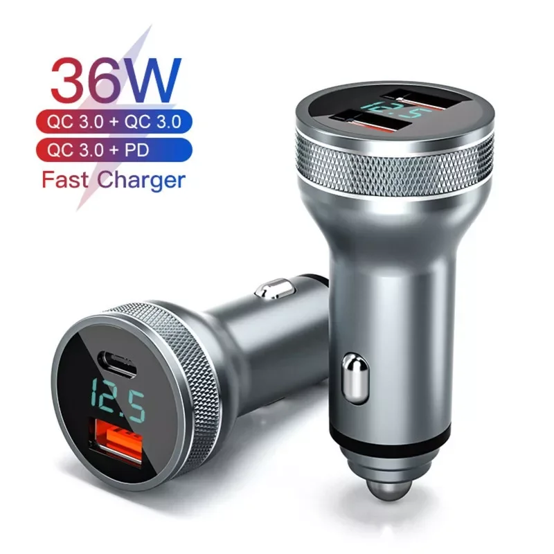 

2023New Car Charger For iphone 12 11 36W Quick Charge 3.0 Fast Charging Charger For Xiaomi Auto Type C QC PD 3.0 Mobile Phone Ch
