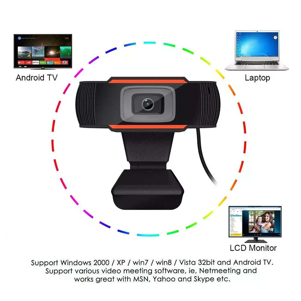 

For Windows XP Win 2000 Win7 8 10 HD Webcam 720P USB Camera High Definition Web Cam With Mic Clip-on Camera Support