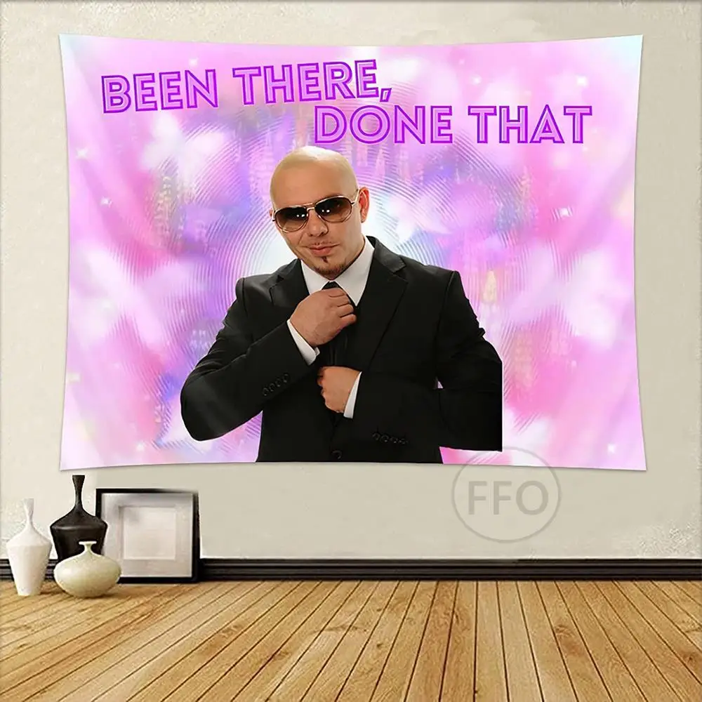 

Mr Worldwide был там, гобелен, эстетичный Kawaii Mr 305 Pitbull Meme, гобелен, макраме, украшение для спальни