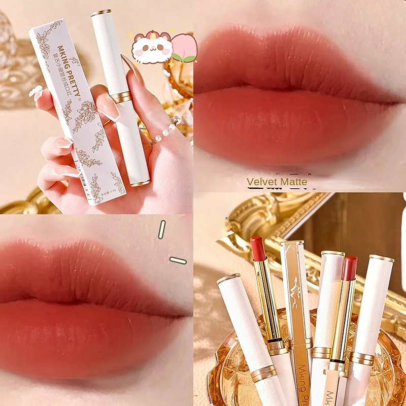 

6 Colors Lambskin lipstick Matte Waterproof Velvet Nude Lipstick Sexy Red Brown Pigments Long Lasting Profissional Makeup