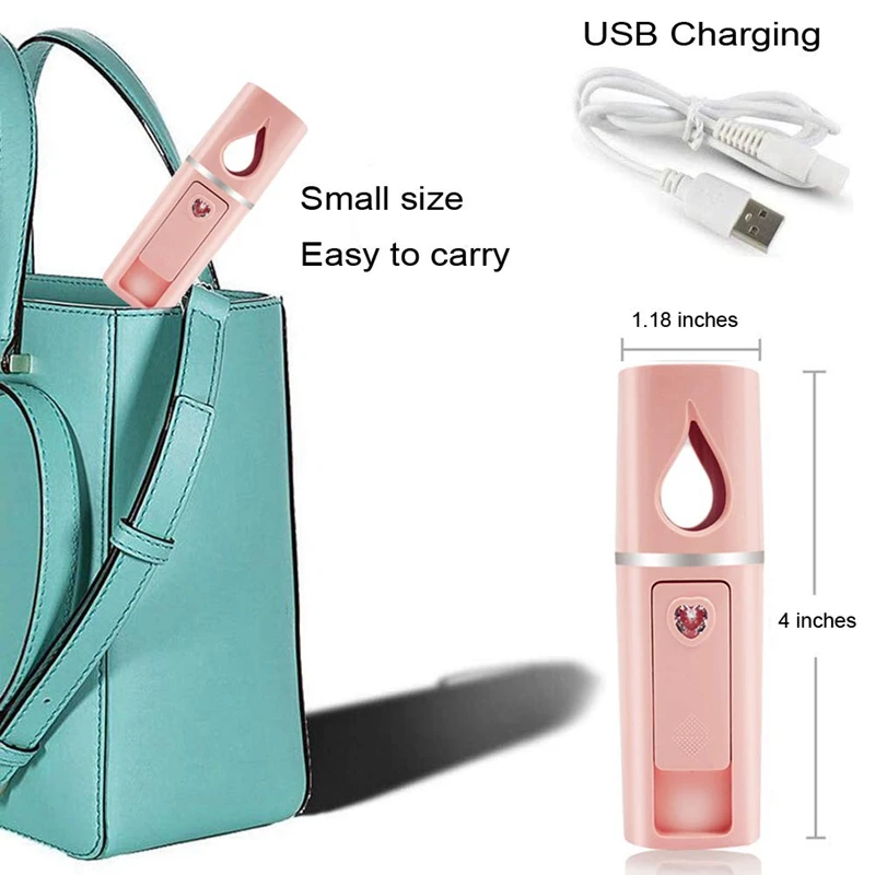 Портативный нано-отпариватель для лица распылитель ресниц с зеркалом розовый