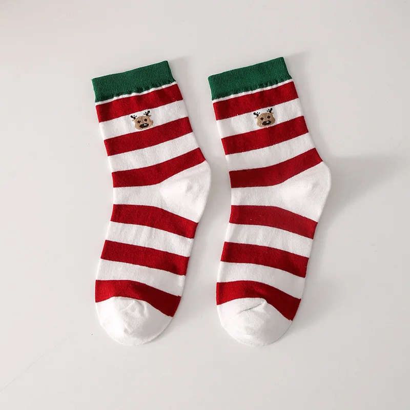 Женские рождественские носки осенне-зимние Милые новогодние для девочек с