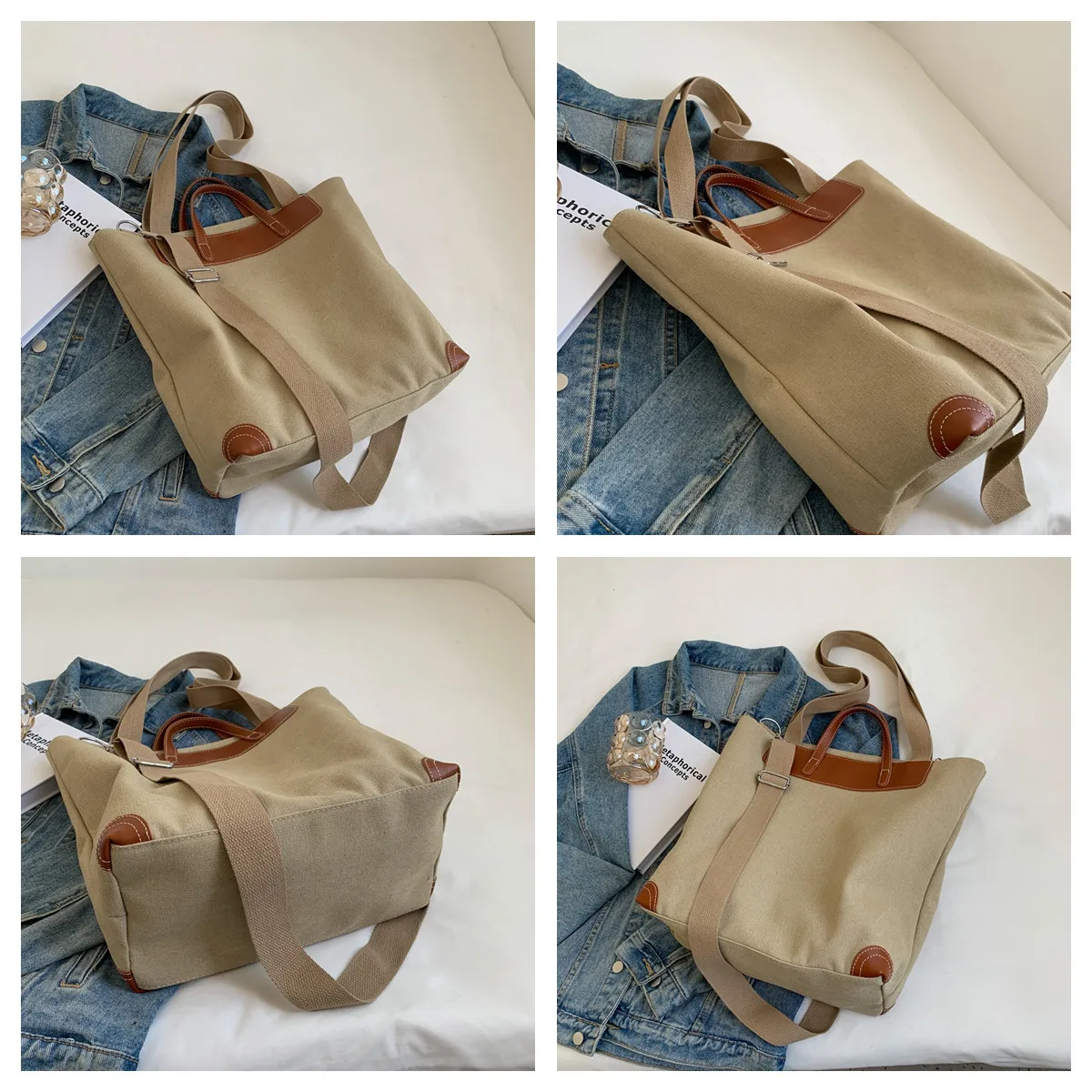 Women's Retro Canvas Crossbody Bags Large-capacity Versatile Travel Ladies Shoulder Bags Brand Designer Female Leisure Handbags