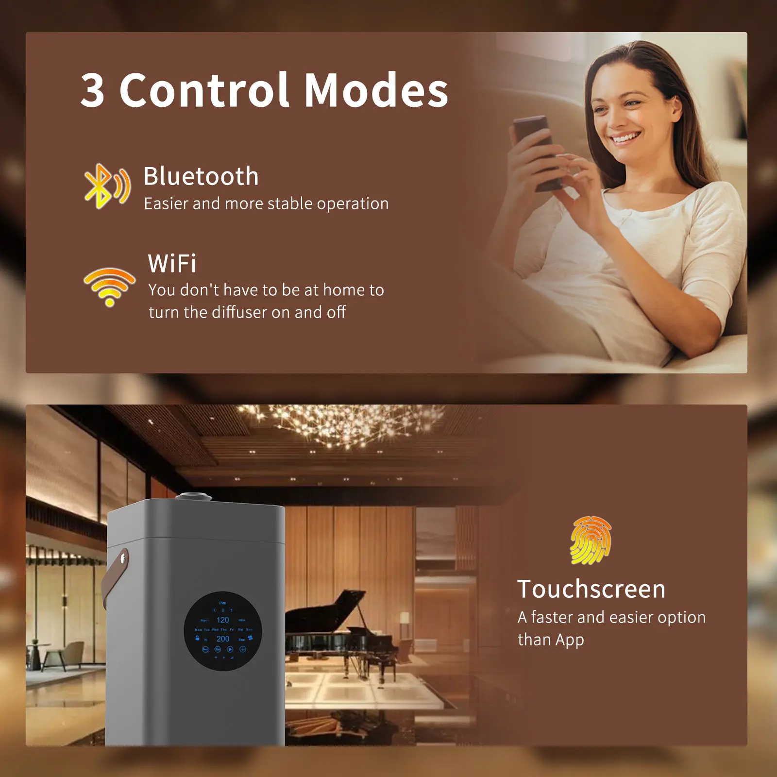 Фото NAMSTE Новый Умный Аромадиффузор для Дома с Wi-Fi и Bluetooth, Аппарат для Ароматерапии, Освежитель Воздуха, 1500 мл, Диффузор для Эфирных Масел №4