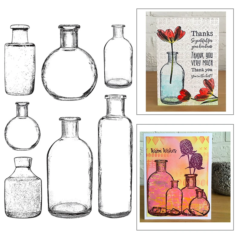 2021 New Vase Glass Bottle Pattern Clear Stamps For DIY Craft Making Greeting Card and Album Scrapbooking No Metal Cutting Dies