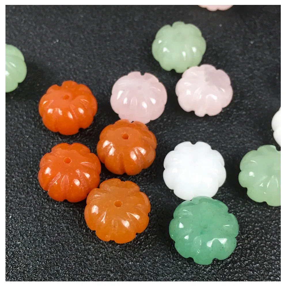 

2 Pcs Beautiful Natural Crystal Cute Pumpkin Shape Loose Silk Pumpkin Beads for Elegant Ladies DIY Necklace Bracelet Jewelry