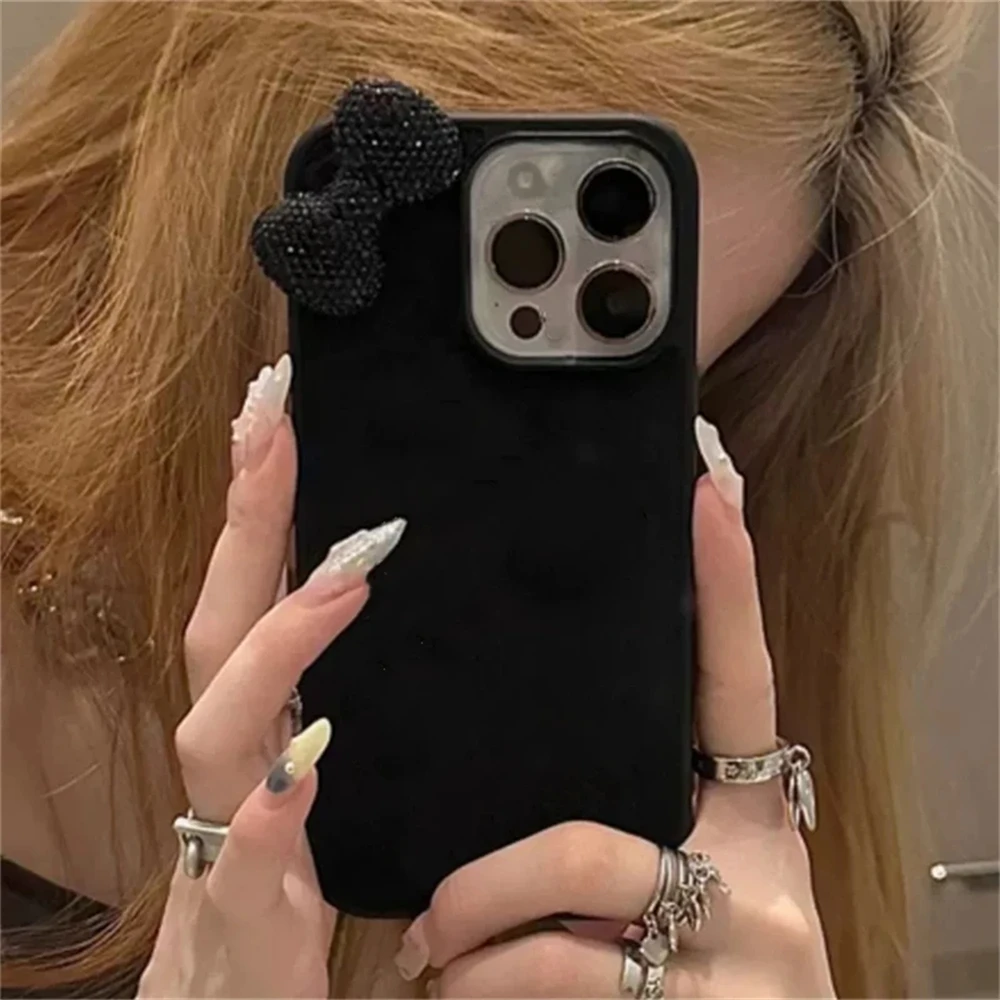Фото Чехол с блестящим 3D бантом и диаметром для iPhone 16, 15, 13, 12, 11 Pro Max 15 Plus 13 Mini X XR XS 7, 8 SE2, милый мягкий чехол для корейской девушки №4