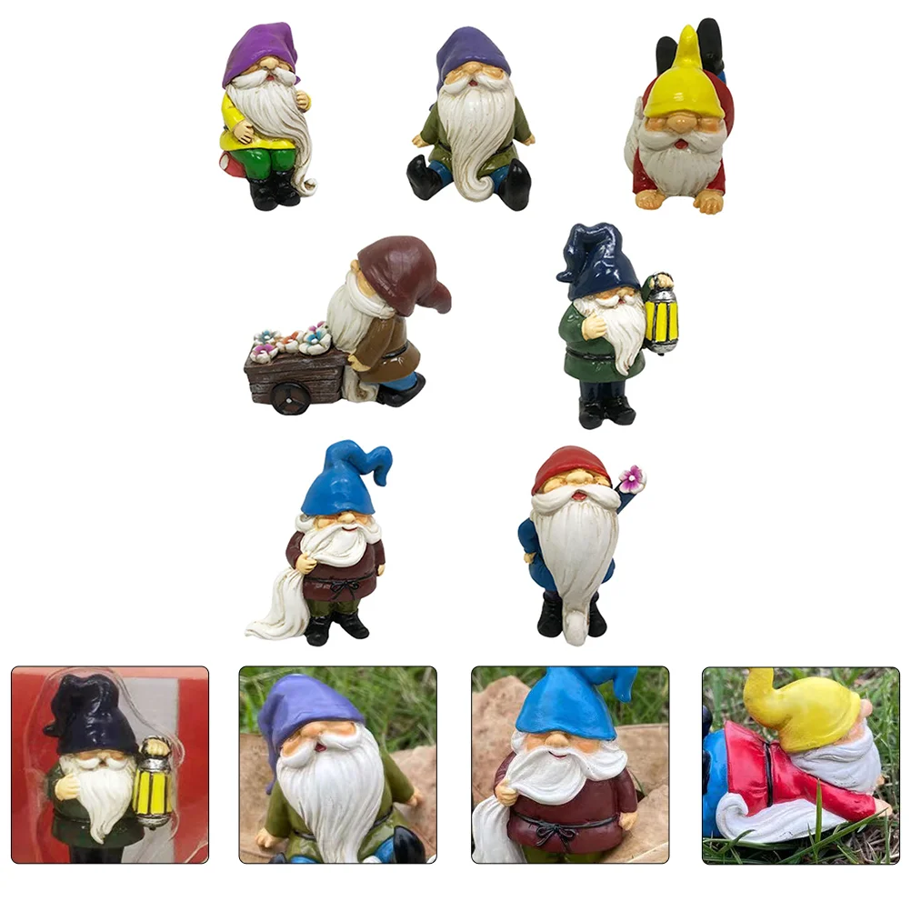 

Gnomes Gnome Miniature Figurines Small Christmas Figurine Fairy Minifigures Fairies Faceless Seven Pot Flower Dwarfs Garden