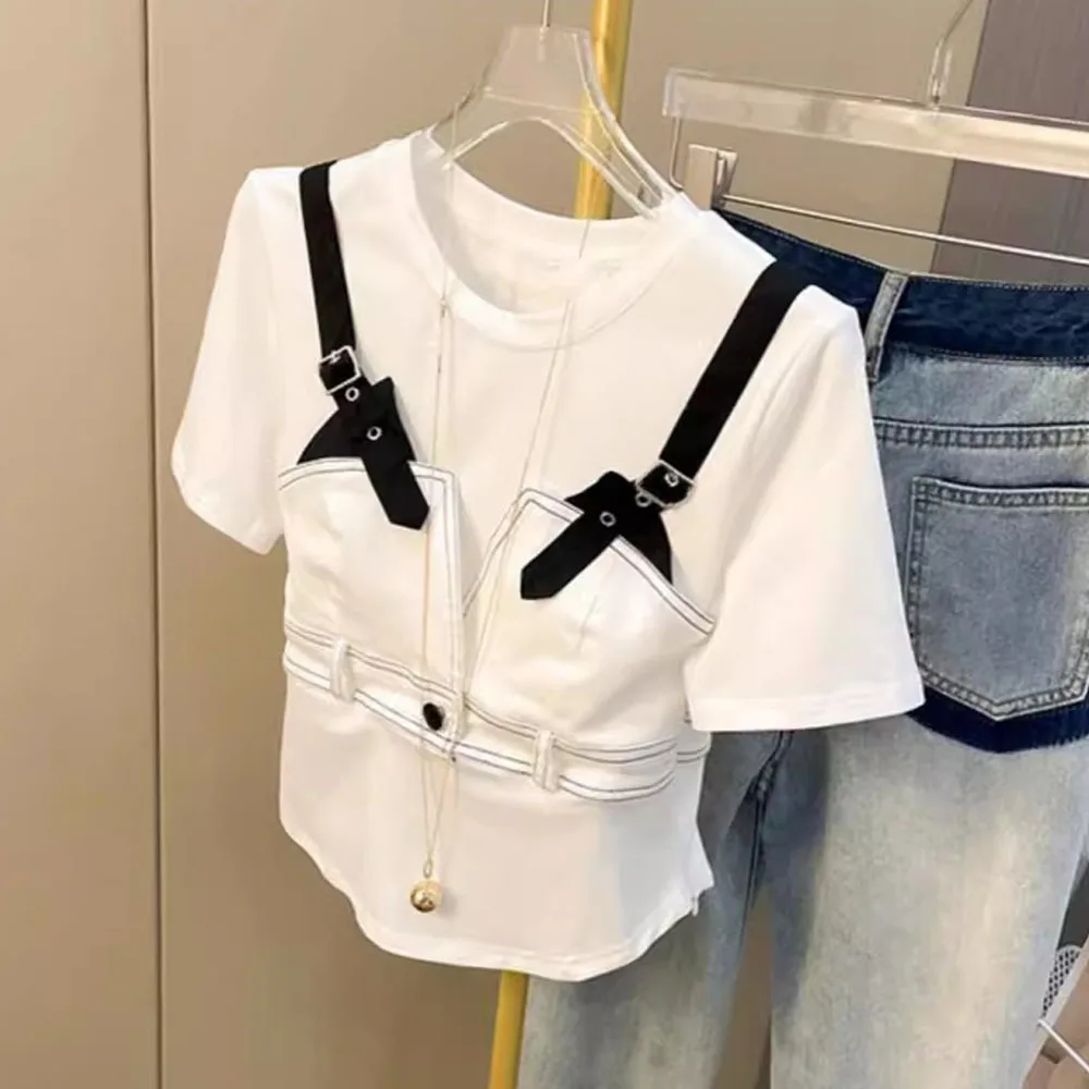 Модные лоскутные женские топы и футболки 2024 подиум роскошный известный бренд