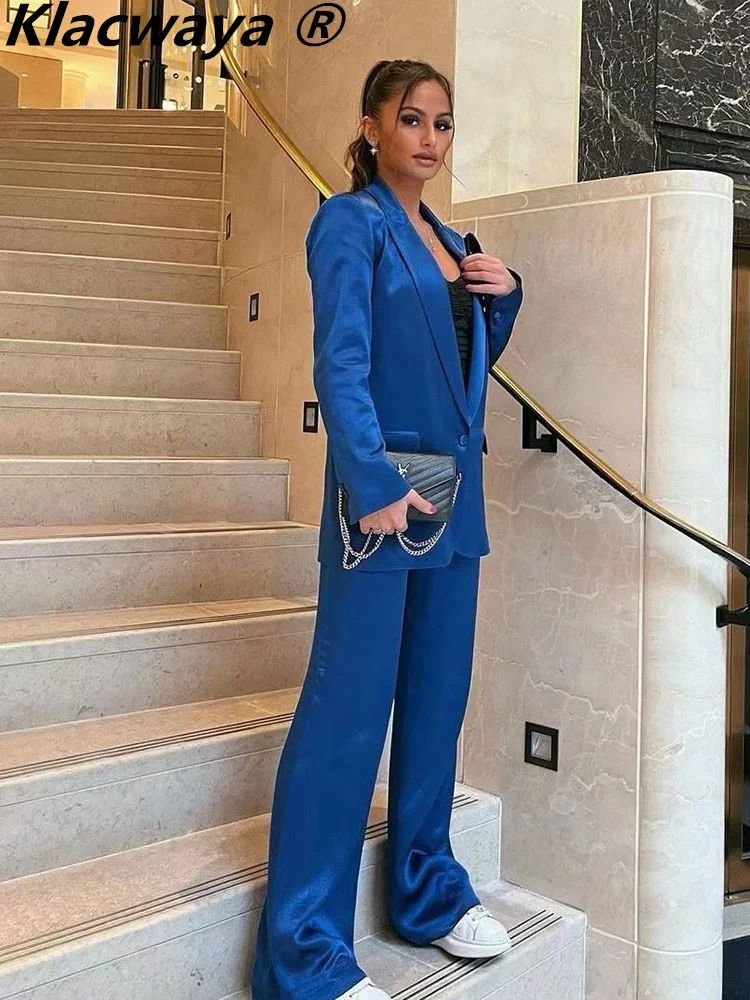 

Klacwaya Women Suits Office Sets Woman 2 Pieces Trouser Suit For Women 2022 Blazer High Waisted Trousers Pants Set