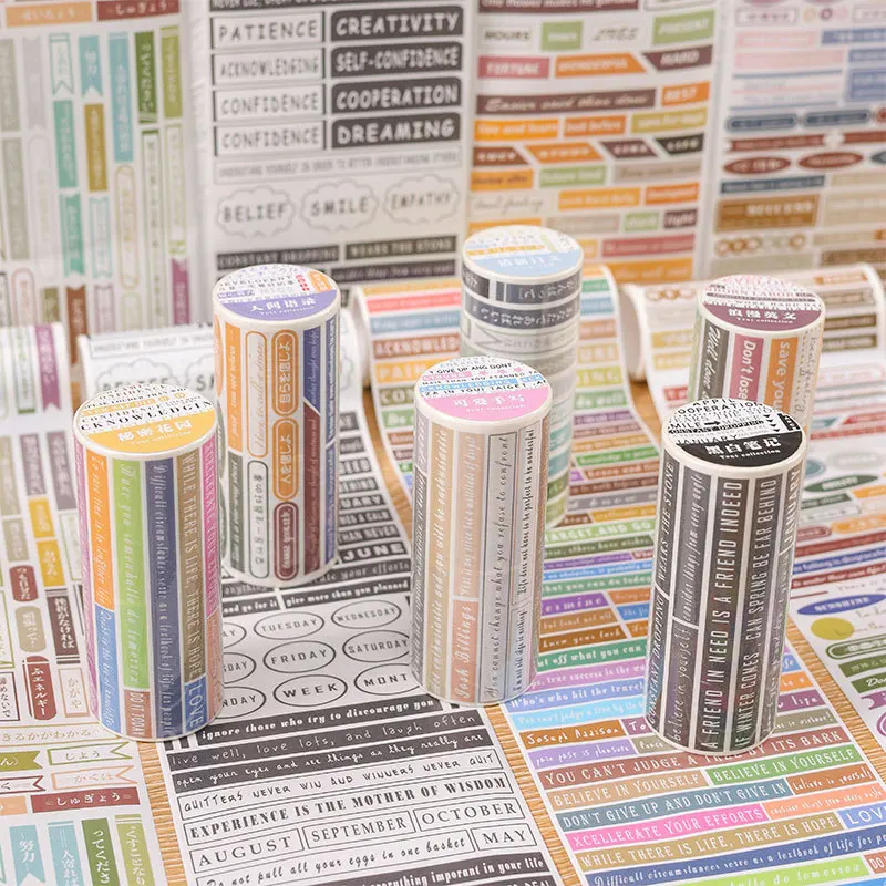 

MOHAMM 1 рулон текстовая коллекция Васи Лента Скрапбукинг ленты для DIY декоративный материал коллаж журнал