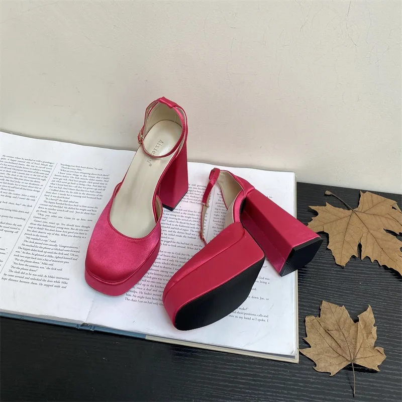 

Женские туфли на толстом каблуке, маленькие кожаные Туфли Мэри Джейн в стиле ретро, универсальные туфли на высоком французском каблуке