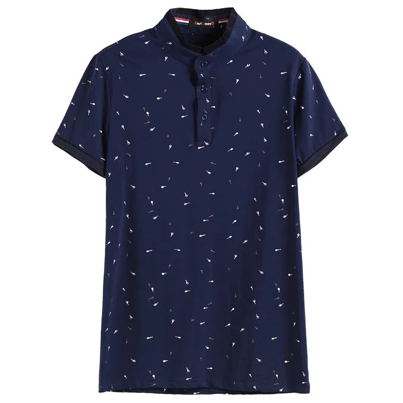 

Summer Guitar Printed Polo Shirts Men Short Sleeve Casual Stand Collar Shirts Mens Fashion Slim Fit Homme Polos Ropa De Hombre